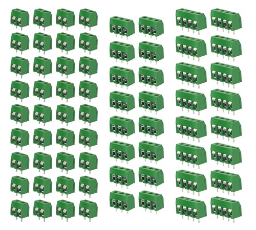 HUAZIZ 150 Stücke grüner 2/3/4 Pin PCB Mount Screw, 5mm Terminal Block Schraubklemme Steckverbinder +1 Stücke gelber Schraubendreher für Arduino von HUAZIZ