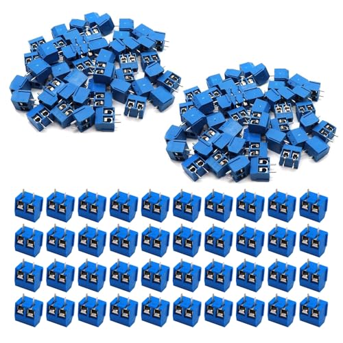 HUAZIZ 160 Stücke blau 2 Pin PCB Mount Screw, 5mm Terminal Block, Schraubklemme Steckverbinder +1 Stücke gelber Schraubendreher, für Arduino von HUAZIZ