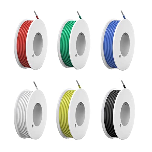 HUAZIZ 20 AWG Elektrisches Draht-Set 20 Gauge Silikon Elektrodraht verzinntes Kupferkabel 6 Farben 8 Meter pro Elektrokabel Hakendraht flexibel und weich für DIY HUAZIZ 20 AWG Elektrisches Draht-Set 20 Gauge Silikon Elektrodraht verzinntes Kupferkabel 6 Farben 8 Meter pro Elektrokabel Hakendraht flexibel und weich für DIY von HUAZIZ