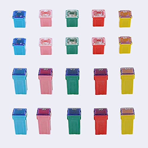 HUAZIZ 20 Stück Jcase Blocksicherung Mini Auto Sicherung 20A/30A/40A/50A/60A, Standard Automotive Low Profile Box Shaped Mini Fuse Assortment Kit for Pickup Trucks,Cars and SUVs,Niedrigem und Hohem HUAZIZ 20 Stück Jcase Blocksicherung Mini Auto Sicherung 20A/30A/40A/50A/60A, Standard Automotive Low Profile Box Shaped Mini Fuse Assortment Kit for Pickup Trucks,Cars and SUVs,Niedrigem und Hohem von HUAZIZ