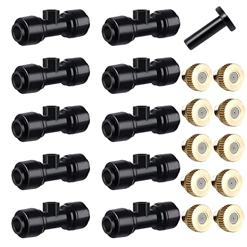 HUAZIZ T-Stück Wasserrohr Verbinder mit Messing Nebeldüsen Bewässerungssystem Sprayer Sprinkler Sprühdüse T-Steckverbinder Kühlsystem Outdoor Misting System HUAZIZ T-Stück Wasserrohr Verbinder mit Messing Nebeldüsen Bewässerungssystem Sprayer Sprinkler Sprühdüse T-Steckverbinder Kühlsystem Outdoor Misting System von HUAZIZ