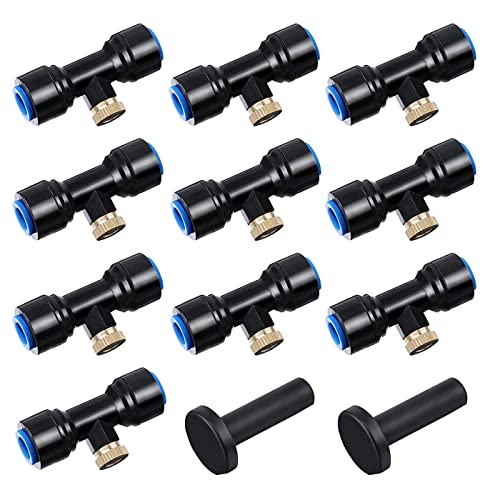 HUAZIZ 10 Stücke T-Stück Wasserrohr Verbinder mit Messing Nebeldüsen Bewässerungssystem Sprayer Sprinkler Sprühdüse T-Steckverbinder Kühlsystem Outdoor Misting System Zubehör HUAZIZ 10 Stücke T-Stück Wasserrohr Verbinder mit Messing Nebeldüsen Bewässerungssystem Sprayer Sprinkler Sprühdüse T-Steckverbinder Kühlsystem Outdoor Misting System Zubehör von HUAZIZ