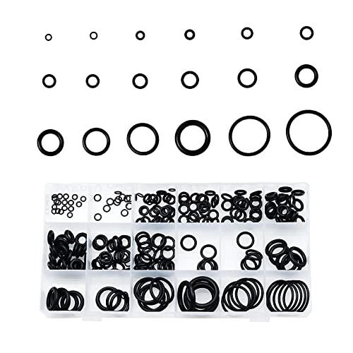 HUAZIZ 225 Stück 18 Größe O-Ring Dichtungsring Set, 3mm-22mm Dichtringe Gummi, Schwarz Dichtungsringe Set O Ringe Sortiment, Gummi Dichtungen Ringe, Hydraulic Plumbing Dichtungen Dichtungssatz von HUAZIZ