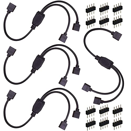 HUAZIZ 4 Stück Schwarz LED Strip Verlängerung Kable 4 Polig, Y Verteiler/Splitter Verlängerungskabel für 5050 3528 2835, Length 30 cm von HUAZIZ