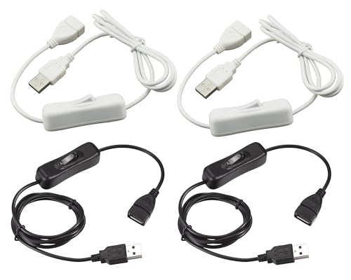 HUAZIZ 4 x USB Schalter Kabel 1 Meter USB Schalter USB Kabel mit Ein/Aus-Schalter für Fahren Recorder LED Lampe USB Lüfter LED Streifen Licht von HUAZIZ