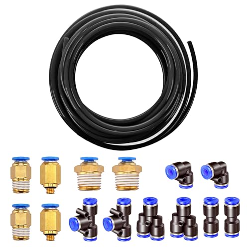 HUAZIZ 5 M PU Pneumatikschlauch, Schwarz Pneumatic Polyurethane Pneumatik Schlauch, Flexibel Druckluftschlauch, mit 14 Stück Pneumatikverbinder Air Push Schnellkupplungen, Außen 6mm x Innen 4mm HUAZIZ 5 M PU Pneumatikschlauch, Schwarz Pneumatic Polyurethane Pneumatik Schlauch, Flexibel Druckluftschlauch, mit 14 Stück Pneumatikverbinder Air Push Schnellkupplungen, Außen 6mm x Innen 4mm von HUAZIZ