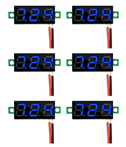 HUAZIZ 6 Stück 0,28 Zoll Mini Digital Voltmeter, LED-Anzeige Voltmeter, Messbereich DC 2.4-30V, Zwei Drähte Spannungsprüfer, Verpolungsschutz und Genaue Druckmessung (Blau) von HUAZIZ
