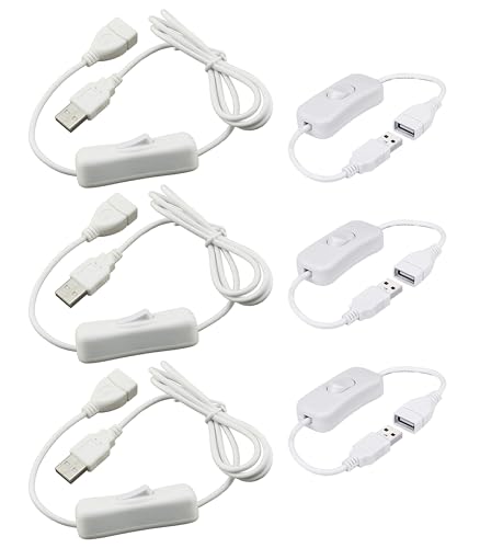 HUAZIZ USB Kabel mit Ein/Aus Schalter USB Stecker auf Buchse Verlängerungskabel(3 Stück 30cm Verlängerungskabel+3 Stück 100 cm Verlängerungskabel) für LED Schreibtischlampe, LED Streifen von HUAZIZ