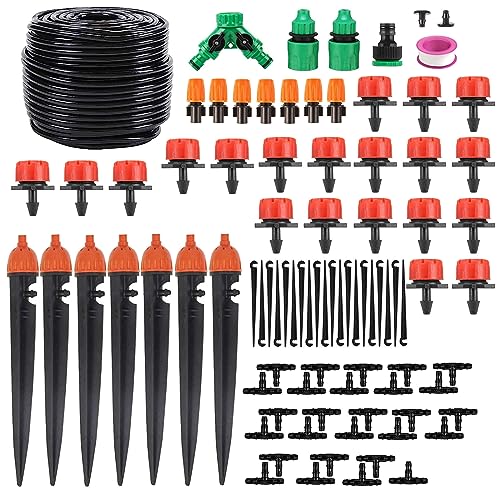 HUAZIZ 88 Stück Bewässerung Kit, 40 Meter Tropfbewässerung Garten Bewässerungssystem DIY Micro Drip System Automatische Sprinkler Micro Drip System Misting System von HUAZIZ