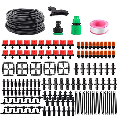 HUAZIZ Bewässerung Kit,15 Meter Tropfbewässerung Garten Bewässerungssystem DIY Micro Drip System Automatische Sprinkler Micro Drip System Misting System für Tomaten Bewässerung Garten Zimmerpflanzen von HUAZIZ