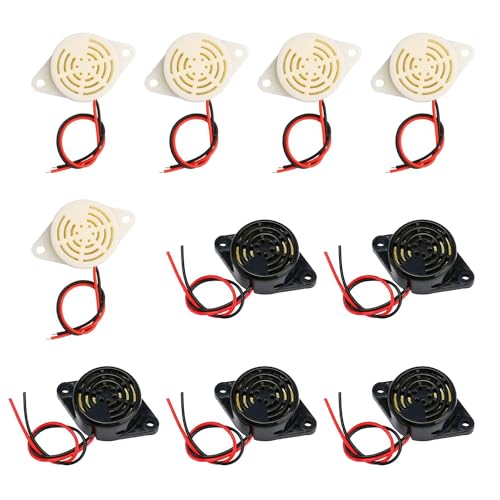 HUAZIZ DC 3-24V Elektronischer Summer Alarm, Piezo Elektro Alarm Piezoelektrischer Summer Piezo Sounder kontinuierlicher Sound Intermitent Piepton(10 Stück) von HUAZIZ