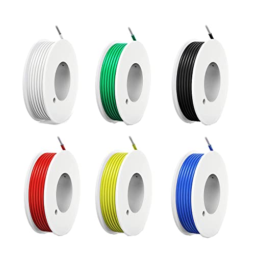 HUAZIZ Flexibler Silikon Leitungen Draht, 22 AWG Elektronik Kabel Set, Schaltdraht-Sortiment, Litzen Verzinnter Kupferdraht, 6 Farbe Spule, 10 Meter/Spule, für DIY RC Flugzeuge von HUAZIZ
