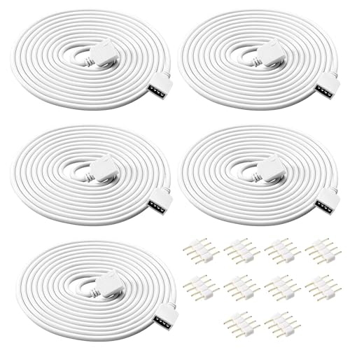 HUAZIZ LED Strip Verlängerung, 5 Stück 2 meter 4Pin LED Verlängerungskabel Drah mit 10 Stück 10mm 4-Poligem Mann zu Mann Verbinder für 3528 5050 2835 LED-Streifen Licht DIY Zubehör Weiß HUAZIZ LED Strip Verlängerung, 5 Stück 2 meter 4Pin LED Verlängerungskabel Drah mit 10 Stück 10mm 4-Poligem Mann zu Mann Verbinder für 3528 5050 2835 LED-Streifen Licht DIY Zubehör Weiß von HUAZIZ