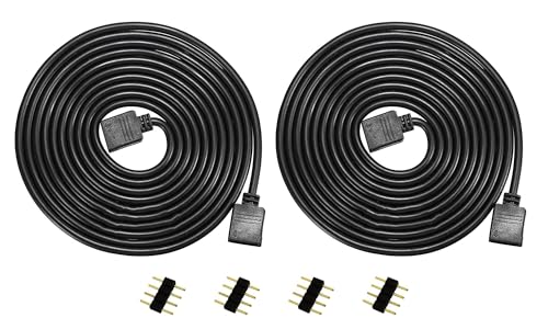 HUAZIZ Streifen Verlängerungskabel 4 polig LED Band, Verlängerung Kabel RGB, LED Strip Extension Cord LED Stripe, Extension Cable LED Verbinder Anschluss, Schwarz (2 Stück 5 m) von HUAZIZ