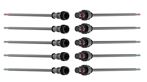 HUAZIZ Wasserdichte Anschlüsse,Male Female Plug LED Steckverbinder, 4 Pin Waterproof IP65 Steckverbinder mit 22AWG 20CM Verlängerungskabel für LED Lichtleisten. (4 Pin 5 Pairs) von HUAZIZ