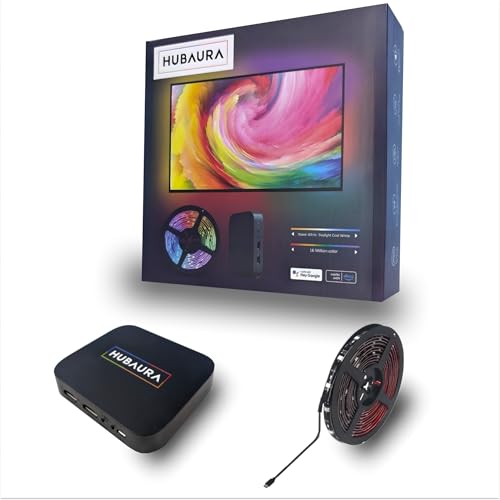 HUBAURA Sync Box HDMI 2.0 Hintergrundbeleuchtung, LED-Streifen Bildsynchronisation, LED-Lichtband für Fernseher 42–88 Zoll (65–70 Zoll) von HUBAURA