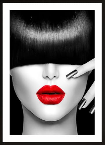 HUBDECO Bild Wanddekoration Poster - Hochwertiges Poster gedruckt auf 200g/m2 Posterpapier - Tolle Zimmerdekoration - Schlafzimmer Bilder - Ohne Ramen - 40x30cm - Frau mit roten Lippen HUBDECO Bild Wanddekoration Poster - Hochwertiges Poster gedruckt auf 200g/m2 Posterpapier - Tolle Zimmerdekoration - Schlafzimmer Bilder - Ohne Ramen - 40x30cm - Frau mit roten Lippen von HUBDECO