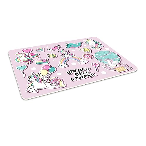 HUBDECO Flexible Schutzmatte aus Strapazierfähigem Printfloor - Schutzunterlage Unter Sessel, Stuhl - Anti-Rutsch - Schützt Boden vor Kratzern - Zimmerdekoration - 120x90 cm Einhörner von HUBDECO