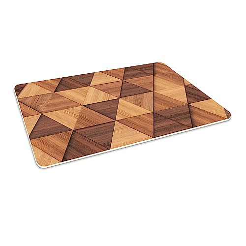 HUBDECO Flexible Schutzmatte aus Strapazierfähigem Printfloor - Schutzunterlage Unter Sessel, Stuhl - Anti-Rutsch - Schützt Boden vor Kratzern - Zimmerdekoration - 140x100 cm Dreiecke Holz von HUBDECO