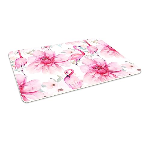 HUBDECO Flexible Schutzmatte aus Strapazierfähigem Printfloor - Schutzunterlage Unter Sessel, Stuhl - Anti-Rutsch - Schützt Boden vor Kratzern - Zimmerdekoration - 140x100 cm Flamingo-Blume von HUBDECO