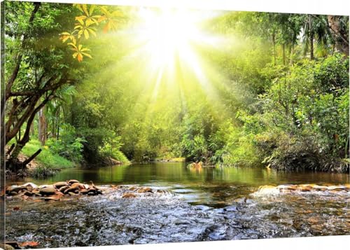HUBDECO Leinwand Bilder Wohnzimmer - Bilder, Poster, Kunstdrucke - Leinwandbild - Bild auf Leinwand - Tolle Zimmerdekoration - Schlafzimmer Bilder - 120x80 cm Wald Wasser HUBDECO Leinwand Bilder Wohnzimmer - Bilder, Poster, Kunstdrucke - Leinwandbild - Bild auf Leinwand - Tolle Zimmerdekoration - Schlafzimmer Bilder - 120x80 cm Wald Wasser von HUBDECO