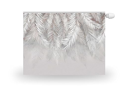 HUBDECO Magnetische Heizkörperverkleidung - 100x60 cm - Magnet Heizkörperabdeckung - Motiv Graue Palmenblätter - Wasserdicht Erhöhte Abriebfestigkeit Paneel-Heizkörperabdeckung von HUBDECO