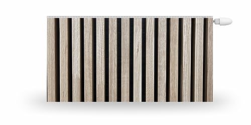 HUBDECO Magnetische Heizkörperverkleidung - 120x60 cm - Magnet Heizkörperabdeckung - Motiv Helles Holz - Wasserdicht Erhöhte Abriebfestigkeit Paneel-Heizkörperabdeckung von HUBDECO