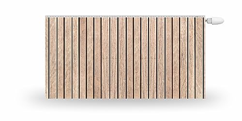 HUBDECO Magnetische Heizkörperverkleidung - 160x60 cm - Magnet Heizkörperabdeckung - Motiv Latten Hell - Wasserdicht Erhöhte Abriebfestigkeit Paneel-Heizkörperabdeckung von HUBDECO