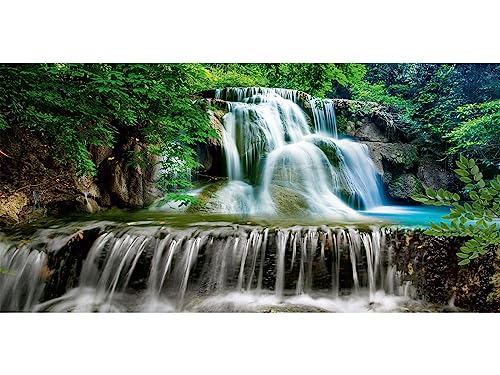 HUBDECO Schutzunterlage für den Schreibtisch - Schützt Schreibtisch vor Kratzern und Schäden - Langlebig, Hitzebeständig - Pflegeleicht, Wasserfest - Mauspad - 90x45cm - Wasserfall von HUBDECO