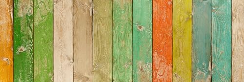 HUBDECO - Teppich - Küchenteppich - Badezimmerteppich - Badteppich - Küchenläufer - Teppich Läufer - Teppich Küche - PCV, Vinyl - rutschfest - Holz Bretter Bunt - 78x234cm von HUBDECO