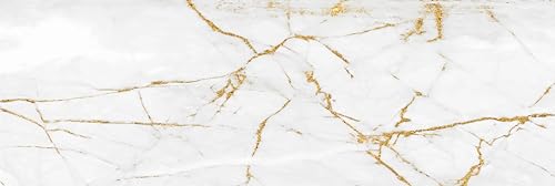 HUBDECO - Teppich - Küchenteppich - Badezimmerteppich - Badteppich - Küchenläufer - Teppich Läufer - Teppich Küche - PCV, Vinyl - rutschfest - Marble Gold - 78x234cm von HUBDECO