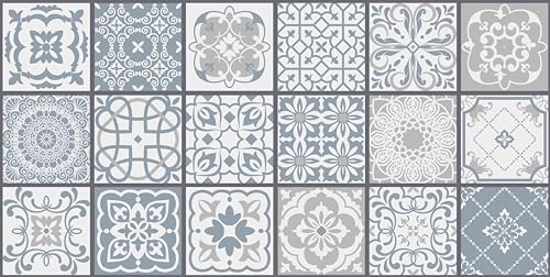 HUBDECO - Teppich - Küchenteppich - Badezimmerteppich - Badteppich - Küchenläufer - Teppich Läufer - Teppich Küche - PCV, Vinyl - rutschfest - Patchwork Blau - 60x120cm von HUBDECO