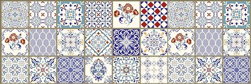HUBDECO - Teppich - Küchenteppich - Badezimmerteppich - Badteppich - Küchenläufer - Teppich Läufer - Teppich Küche - PCV, Vinyl - rutschfest - Patchwork Mosaik - 60x180cm von HUBDECO