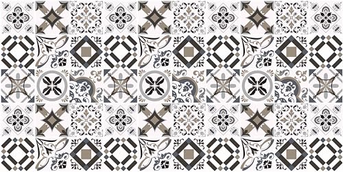 HUBDECO - Teppich - Küchenteppich - Badezimmerteppich - Badteppich - Küchenläufer - Teppich Läufer - Teppich Küche - PCV, Vinyl - rutschfest - Schwarz-Weißes Patchwork - 60x120cm von HUBDECO