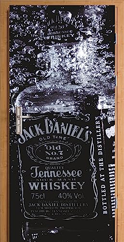 HUBDECO Türwandbild - Selbstklebende Türaufkleber - Wandbilder Aufkleber - Fantasi, Kunst, Leinwand Tapete - Türaufkleber - für Türen, Möbel, Schränke, Spiegel - 95x205cm - Jack Daniels von HUBDECO