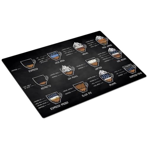 HUBDECO Unterlage für Kaffeemaschine - rutschfeste Kaffeemaschine Unterlage - Kaffee-Bar-Matte für Kaffeestation - Saugfähiges Geschirrtrocknen für Küchenthek - 49x33cm - Kaffee-Motiv von HUBDECO