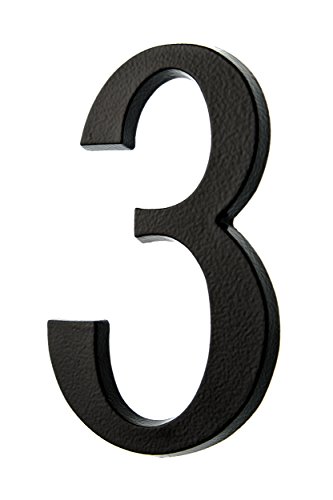 HUBER Hausnummer 3 aus Aluminium 20 cm I Hausnummern für Haus & Tür I House Number XL I Hausnummernschilder in edlem schwarzen 3D Design, pulverbeschichtet von HUBER