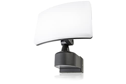 HUBER LED Strahler - 30W, 3300lm - für die Wand und Eckmontage - LED Außenstrahler, LED Fluter, Hofstrahler, IP65, anthrazit von HUBER