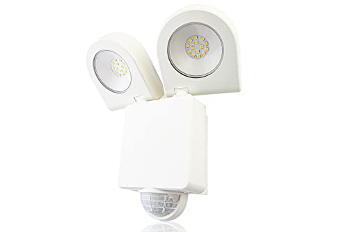 HUBER LED Strahler mit Bewegungsmelder 180° 18W, 2400lm, Matrixlinsen und Bereichsbegrenzung, Wandmontage, IP65, weiß von HUBER