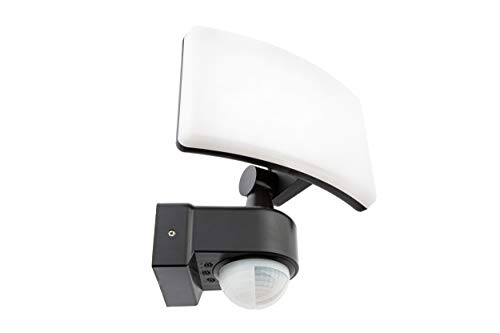 HUBER LED Strahler mit Bewegungsmelder 360° 20W, 1800lm - sehr sensibel durch 3 Sensoren und Matrixlinsen, inkl Unterkriechschutz und Bereichsbegrenzung, Wand und Eckmontage, IP65, anthrazit von HUBER