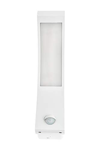 HUBER LED Wandlampe mit Bewegungsmelder 140° 10W 1600lm I IP54 geschützte LED Außenleuchte mit Bewegungssensor I Wandleuchte innen, bogenförmig, weiß von HUBER