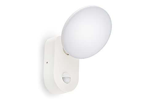 HUBER LED Wandlampe mit Bewegungsmelder 140° 15W, 1100lm I IP65 geschützte LED Außenleuchte mit Bewegungssensor I Wandleuchte innen, weiß von HUBER