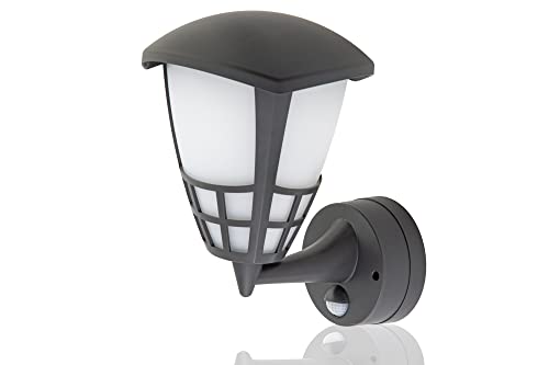 HUBER LED Wandlampe mit Bewegungsmelder 140° 15W, 2250lm I IP54 geschützte LED Außenleuchte mit Bewegungssensor I Wandleuchte innen, Laterne, anthrazit von HUBER