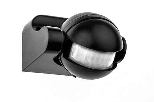 HUBER Motion 2 Infrarot Bewegungsmelder 180° Innen/Außen Bewegungssensor IP44 I 230V Bewegungsmelder LED geeignet, vertikal verstellbar, schwarz von HUBER