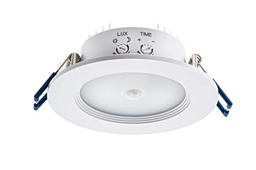 HUBER MOTION Downlight [8W 500lm] warmweiß mit PIR Bewegungsmelder 360° I Unterputz Bewegungsmelder, Einbaustrahler mit Bewegungsmelder, 2-Draht-Technik von HUBER