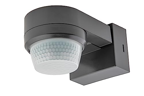 HUBER Motion 100 Infrarot Bewegungsmelder 360° mit 4 Sensoren und Fresnel-Linse - IP65 Bewegungsmelder LED geeignet I inkl. Unterkriechschutz & Bereichsbegrenzung, Wand-/Deckenmontage, anthrazit von HUBER