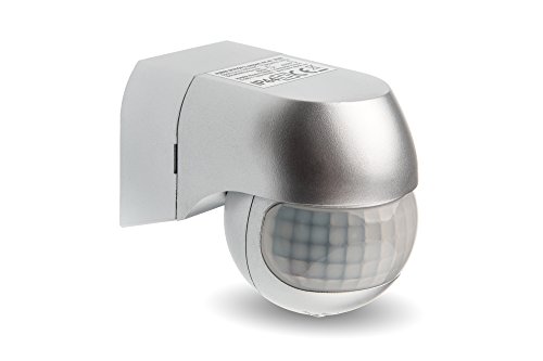 HUBER Motion 3 Compact Infrarot Bewegungsmelder 180° Innen/Außen Bewegungssensor IP44 I 230V Bewegungsmelder LED geeignet, horizontal/vertikal verstellbar, Silber von HUBER