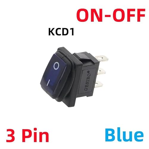 1 STÜCKE KCD1 Wasserdichter Schalter 10A/250 V IP67 3PIN 12 V/220 V LED-Tastenschalter Wippschalter Boottyp Schalter EIN-AUS EIN-EIN(Blue,220V (ON-OFF)) von HUBXHEIY