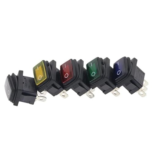 1 STÜCKE KCD1 Wasserdichter Schalter 10A/250 V IP67 3PIN 12 V/220 V LED-Tastenschalter Wippschalter Boottyp Schalter EIN-AUS EIN-EIN(Green,No Light (ON-ON)) von HUBXHEIY