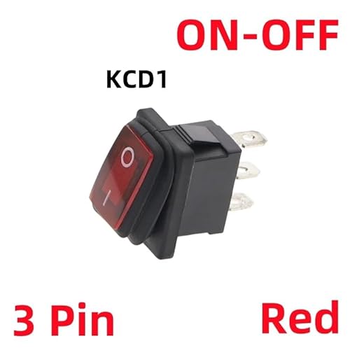 1 STÜCKE KCD1 Wasserdichter Schalter 10A/250 V IP67 3PIN 12 V/220 V LED-Tastenschalter Wippschalter Boottyp Schalter EIN-AUS EIN-EIN(Red,No Light (ON-ON)) von HUBXHEIY